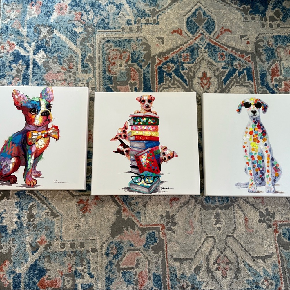 Colorful Dog Art Canvas Set